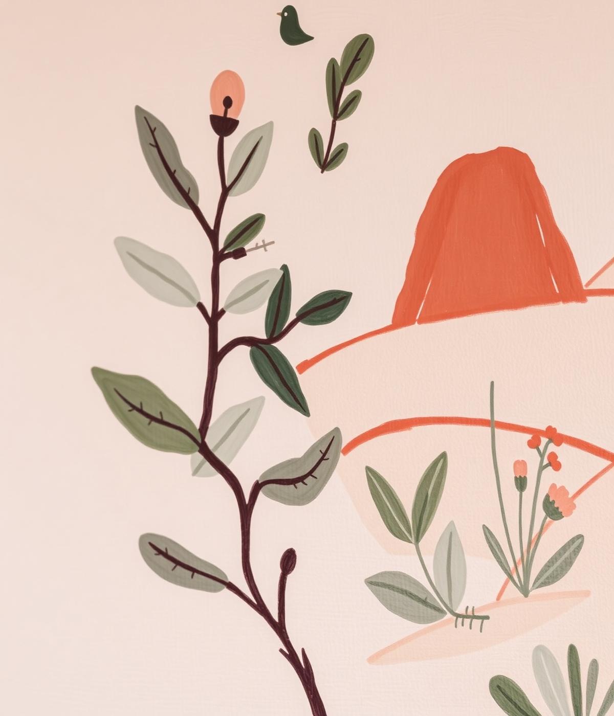 Hand-painted folk mural detail